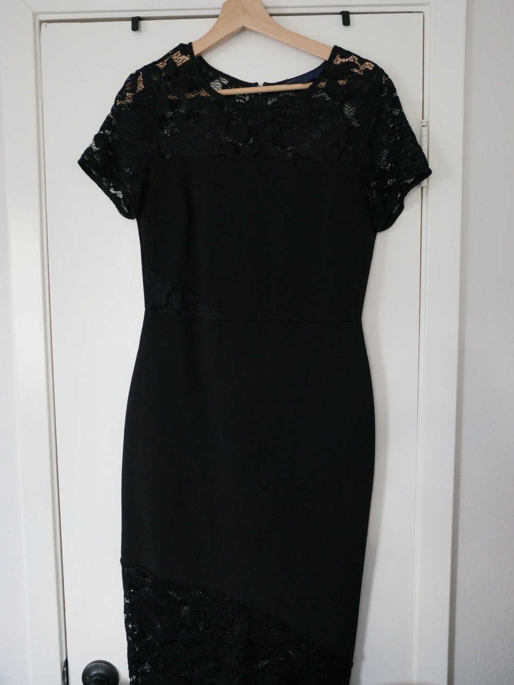 Rachel Black Lace-Accent Midi Dress